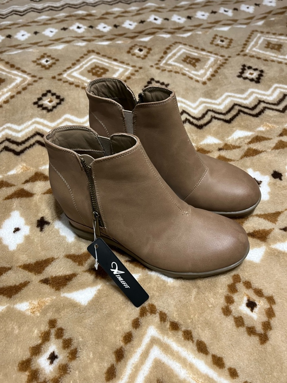 Classic Taupe Ankle Booties with Side Zip